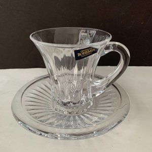 BOHEMIA CZECH REPUBLIC CRYSTALITE COFFEE CUP AND SAUCER